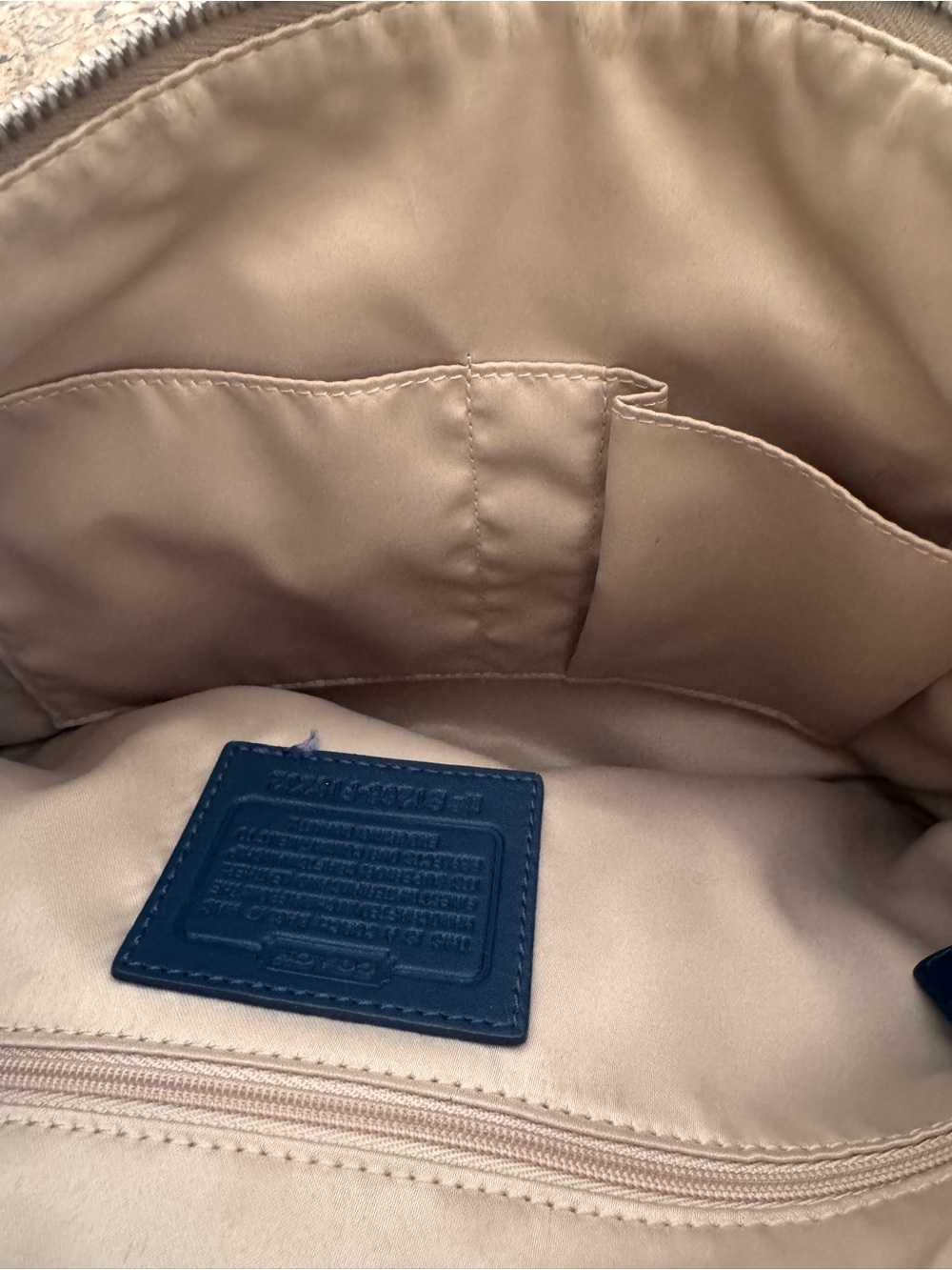 Coach F19232 Tan Signature Canvas Crossbody with Navy Trim - Picture 7 of 15